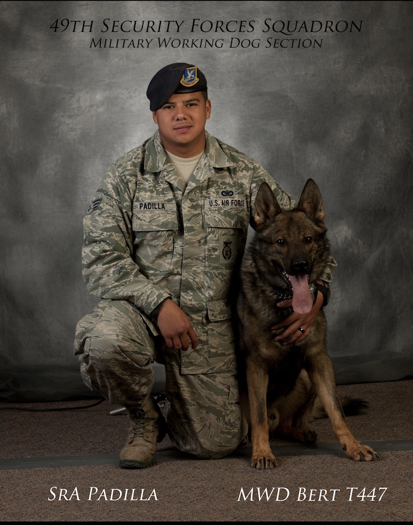 Sean Padilla with military working dog