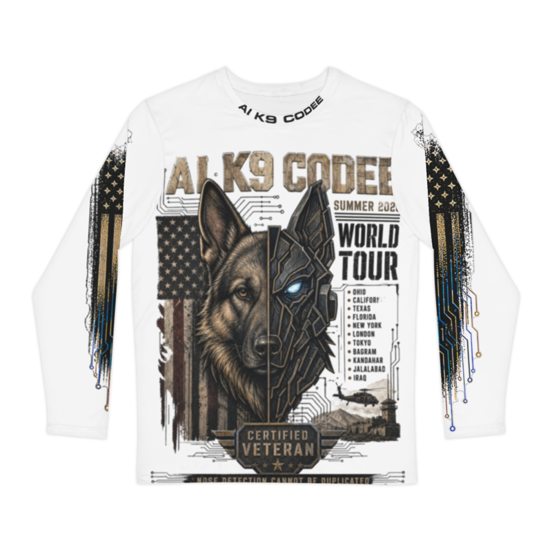 AI K9 Codee long sleeve Printful shirt mockup